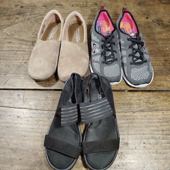 SKECHERS Sz 10 Loafer Sandals Sneakers Wedge LOT - Picture 1 of 9